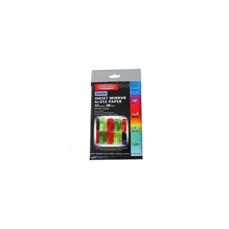 Fullmark InkJet Mirror Gloss pap, foto papier, połysk, biały, 10x15cm, 4x6", 260 g/m2, 30 szt., atrament