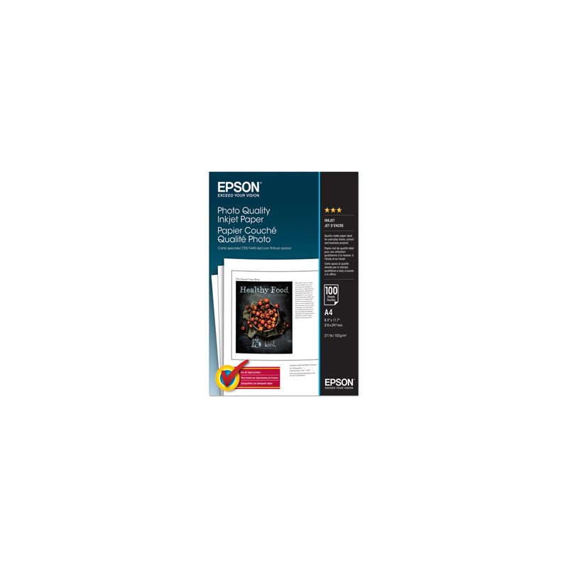 Epson Photo Quality InkJet Pa, C13S041061, foto papier, matowy, biały, A4, 102 g/m2, 720dpi, 100 szt., atrament
