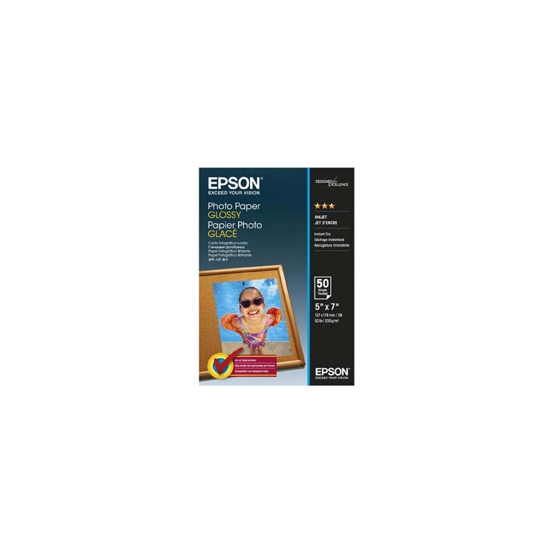 Epson Glossy Photo Paper, C13S042545, foto papier, połysk, biały, 13x18cm, 200 g/m2, 50 szt., atrament