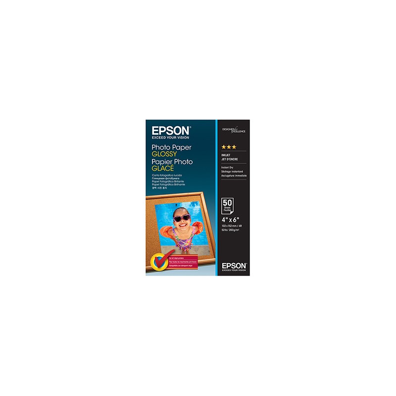Epson Photo Paper Glossy, C13S042547, foto papier, połysk, biały, 10x15cm, 200 g/m2, 50 szt., atrament