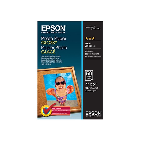 Epson Photo Paper Glossy, C13S042547, foto papier, połysk, biały, 10x15cm, 200 g/m2, 50 szt., atrament