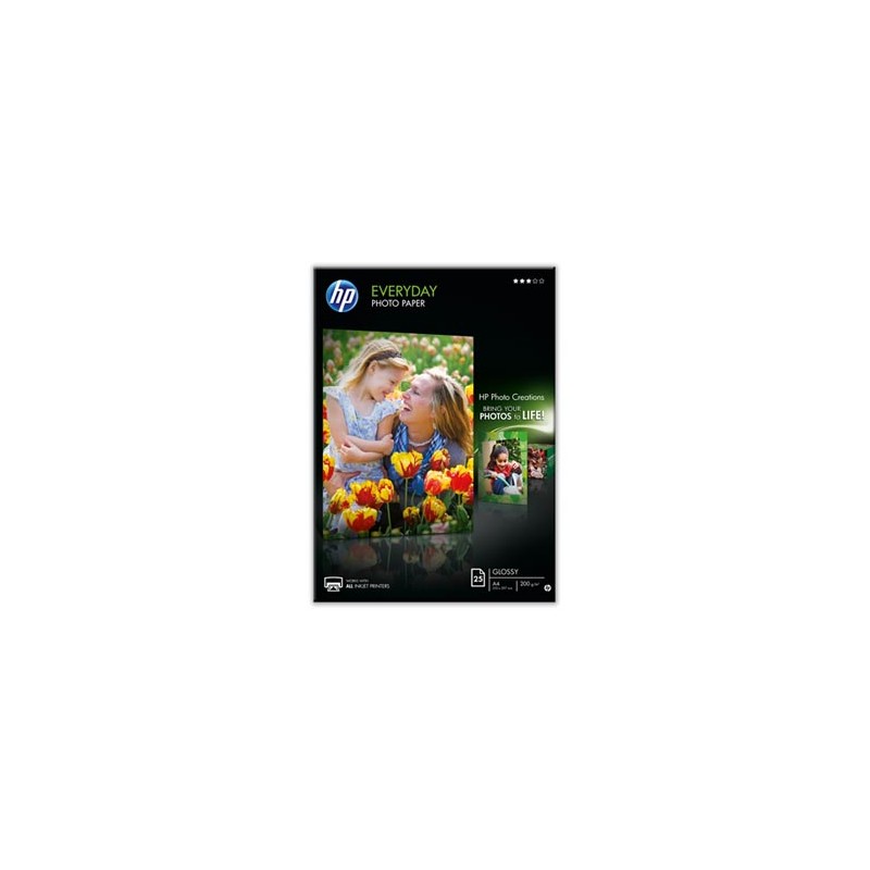 HP Everyday Glossy Photo P, Q5451A, foto papier, połysk, biały, A4, 200 g/m2, 25 szt., atrament