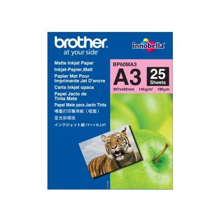 Brother Photo Matt Paper, BP60MA3, foto papier, matowy, biały, A3, 145 g/m2, 25 szt., atrament