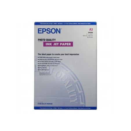 Epson Photo Quality InkJet Pa, C13S041068, foto papier, matowy, biały, A3, 105 g/m2, 720dpi, 100 szt., atrament