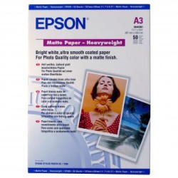 Epson Matte Paper Heavyweight, C13S041261, foto papier, matowy, silny typ biały, Stylus Photo 1270, 1290, A3, 167 g/m2, 50 szt.,
