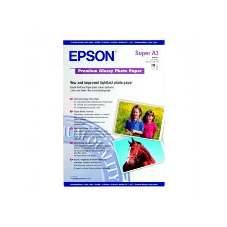 Epson Premium Glossy Photo Pa, C13S041316, foto papier, połysk, biały, Stylus Photo 890, 895, 1270, 2100, A3+, 255 g/m2, 20 szt.