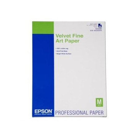 Epson Velvet Fine Art Paper, C13S042096, artystyczny papier, aksamitny, biały, A2, 260 g/m2, 25 szt., atrament