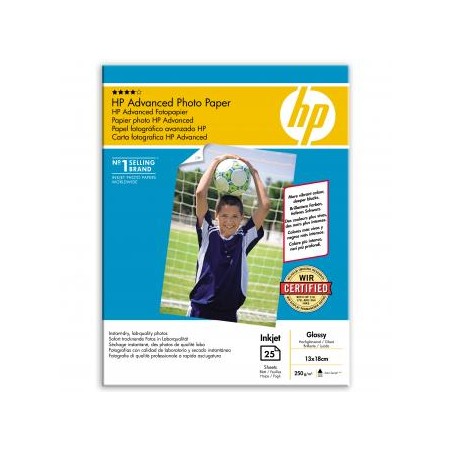 HP Advanced Glossy Photo Pa, Q8696A, foto papier, bez marginesu typ połysk, zaawansowany typ biały, 13x18cm, 5x7", 250 g/m2, 25 