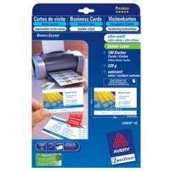 Avery Zweckform wizytówki, z gładka krawędzią, 10szt./A4, obustronne typ satin, białe, A4, 220 g/m2, 85x54mm, 10 arkusza, do dru