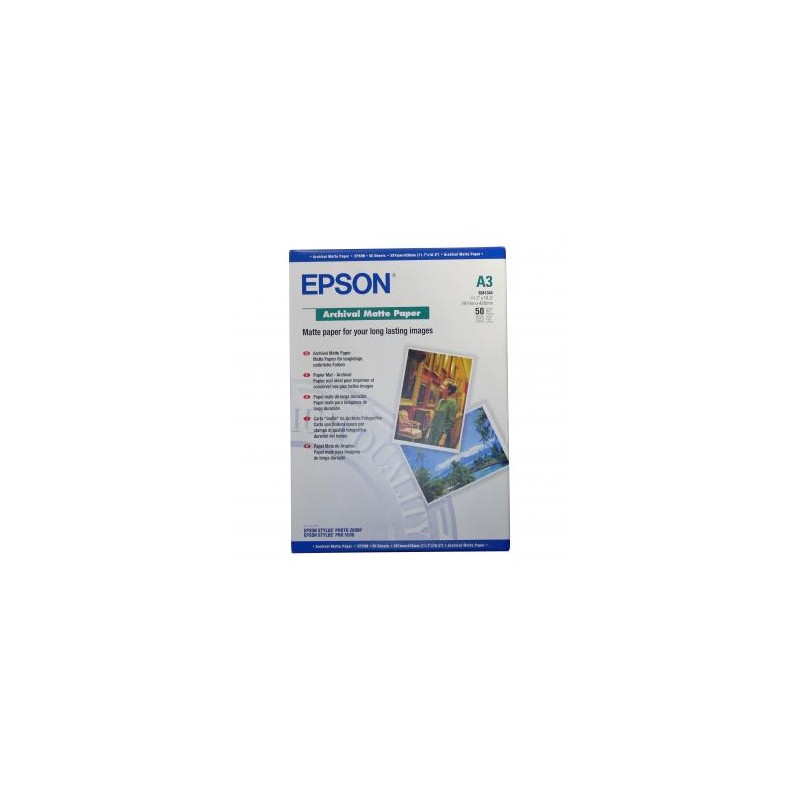 Epson Archival Matte Paper, biała, 50, szt. szt., C13S041344, do drukarek atramentowych, 297x420mm (A3), A3, 192 g/m2