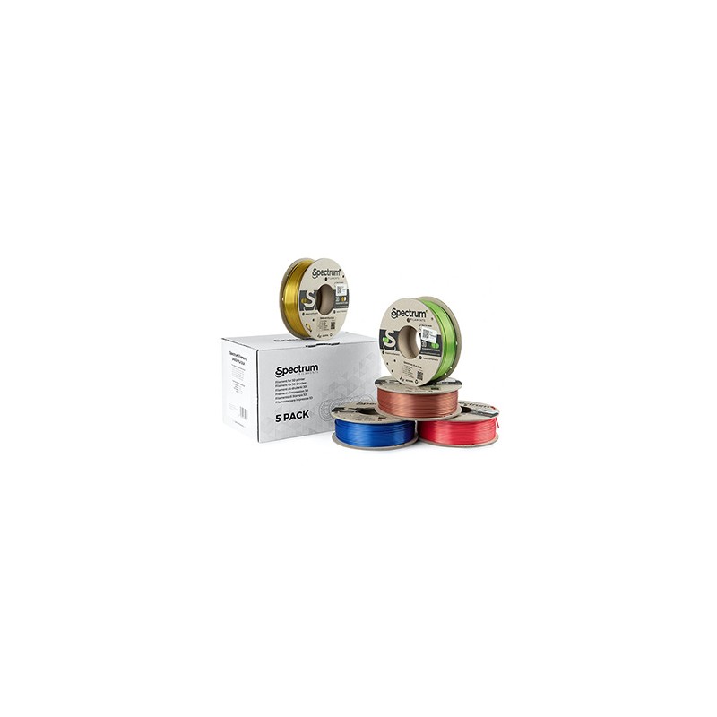 Spectrum Filament PLA Silk 5x250g, mix, Glorious Gold, Spicy Copper, Apple Green, Ruby Red, Indigo Blue