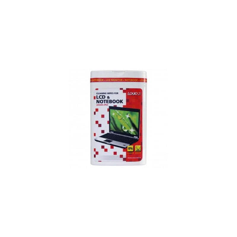 Środki czyszczące chusteczki jednorazowe, na LCD, notebooki, pudełko, 50szt., Logo