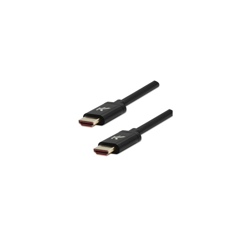 Video Kabel HDMI M - HDMI M, HDMI 2.1 - Ultra High Speed, 1m, pozłacane złącza, aluminiowa obudowa,, czarny, Logo 8K@60Hz, 48Gb/