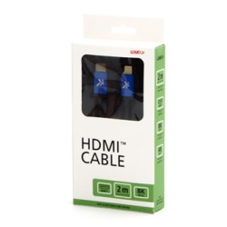 Video Kabel HDMI M - HDMI M, HDMI 2.1 - Ultra High Speed, 2m, pozłacane złącza, aluminiowa obudowa,, niebieski, Logo 8K@60Hz, 48