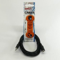 Przedłużacz do kabli audio Jack (3,5mm) M - Jack (3,5mm) F, 3m, czarna, Logo