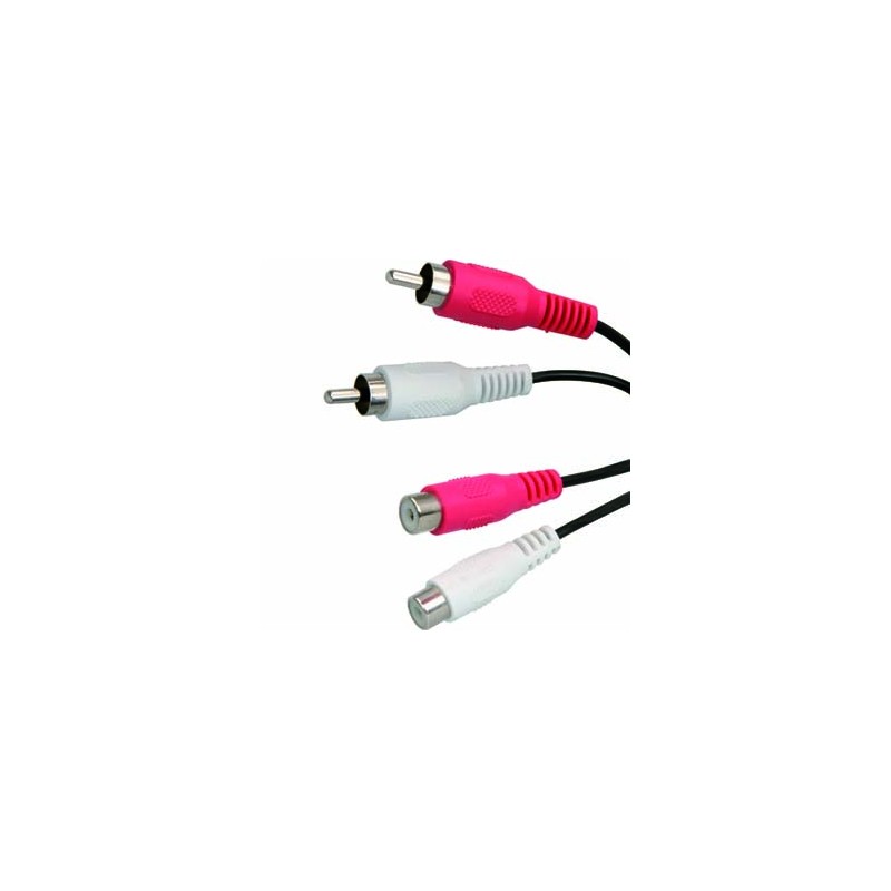 Przedłużacz do kabli audio 2x CINCH M - 2x CINCH F, 1.5m, czarna
