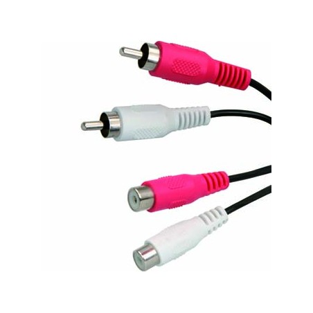 Przedłużacz do kabli audio 2x CINCH M - 2x CINCH F, 1.5m, czarna