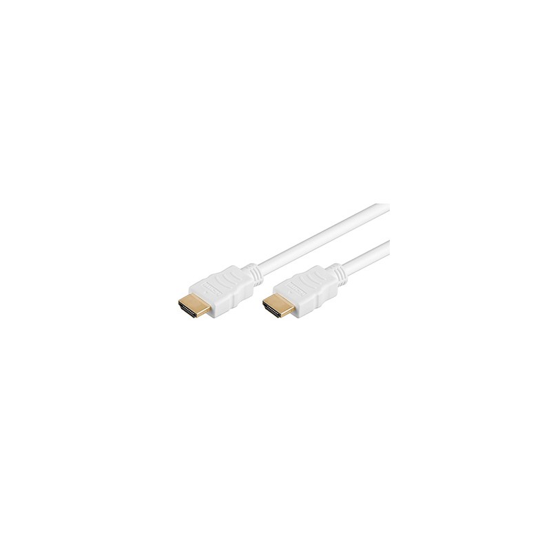 Video Kabel HDMI M - HDMI M, HDMI 2.0 - High Speed with Ethernet, 0.5m, pozłacane złącza, biały