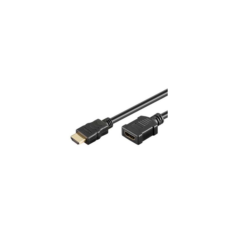 Przedłużacz do kabli video HDMI M - HDMI F, HDMI 1.4 - High Speed with Ethernet, 5m, pozłacane złącza, czarny, EOL