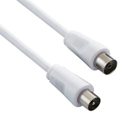 Kabel antenowy Coax (9,5mm) M - Coax (9,5mm) F, 2m, 75 Ohm, biały, EOL
