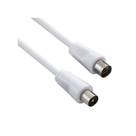 Kabel antenowy Coax (9,5mm) M - Coax (9,5mm) F, 2m, 75 Ohm, biały, EOL