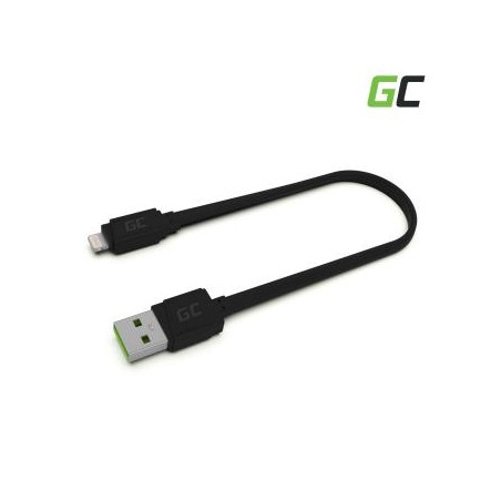 Green Cell kabel GCmatte Lightning Flat kabel 25 cm z szybkim ładowaniem Apple 2.4A