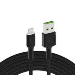 Green Cell kabel Ray USB-A - Lightning biała LED 200cm z support do Apple 2.4A szybkie ładowania