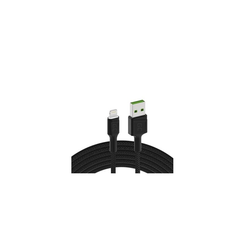 Green Cell kabel Ray USB-A - Lightning biała LED 200cm z support do Apple 2.4A szybkie ładowania