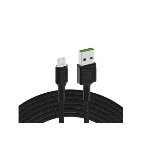 Green Cell kabel Ray USB-A - Lightning biała LED 200cm z support do Apple 2.4A szybkie ładowania
