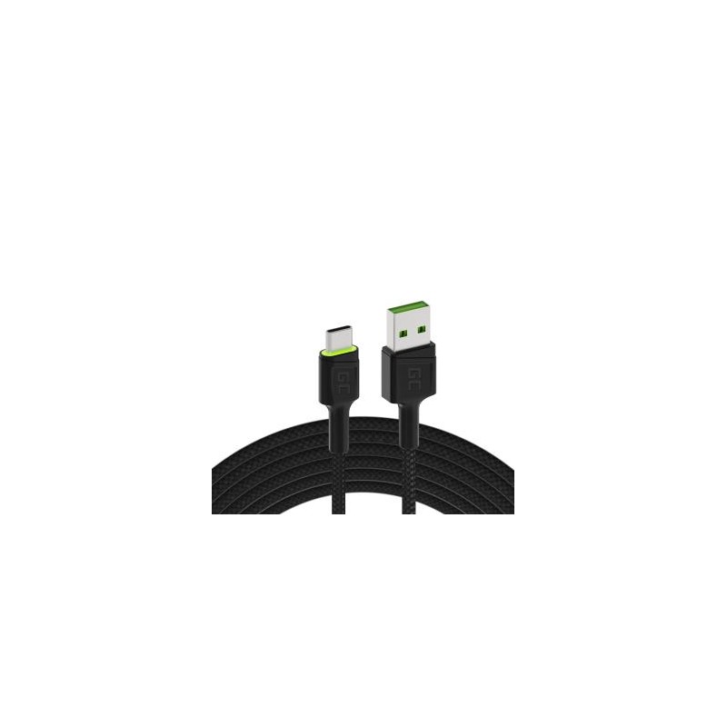 Green Cell kabel Ray USB-A - USB-C Green LED 200cm z support do Ultra Charge QC3.0 szybkie ładowania