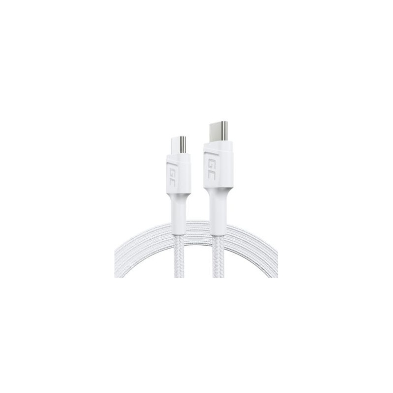 Kabel biała USB-C Type C 1, 2m Green Cell PowerStream z szybkim ładowaniem Delivery 60W, Ultra Charge, Quick Charge 3.0