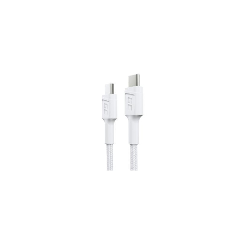 Kabel biała USB-C Type C 30cm Green Cell PowerStream z szybkim ładowaniem power Delivery 60W, Ultra Charge, szybkie Charge 3.0