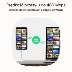 USB-C kabel 1.2m 100W Greencell PowerStream szybkie ładowania PD Panther kolor czarny