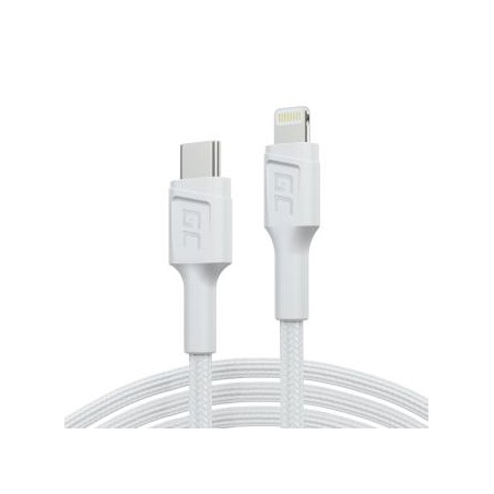 Biała USB-C - Lightning MFi 1m kabel do Apple iPhone Green Cell PowerStream, z power Delivery szybkie ładowania
