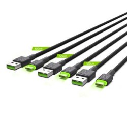 Zestaw 3x Green Cell GC Ray USB-C 120cm kabel z green LED backlight, szybkie ładowania Ultra Charge, QC 3.0