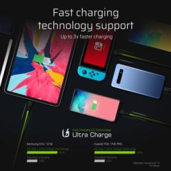 Zestaw 3x Green Cell GC Ray USB-C 120cm kabel z green LED backlight, szybkie ładowania Ultra Charge, QC 3.0