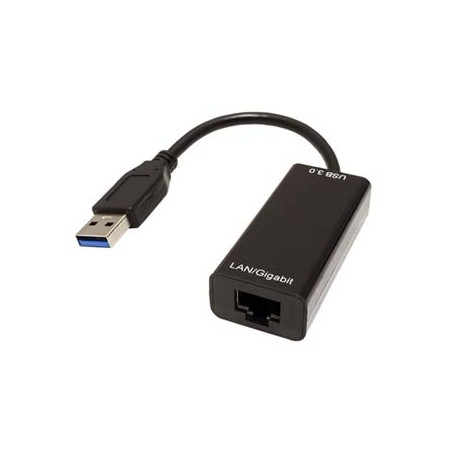 USB/LAN adapter (3.0), USB A M - RJ45 F, czarna, Gigabit Ethernet