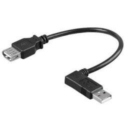 Przedłużacz USB (2.0), USB A M - USB A F, 0.1m, pod katem 90°, czarny, EOL