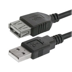Logo Przedłużacz USB (2.0), USB A M - USB A F, 3m, czarna, cena za 1 szt.