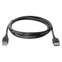 Logo Przedłużacz USB (2.0), USB A M - USB A F, 3m, czarna, cena za 1 szt., EOL