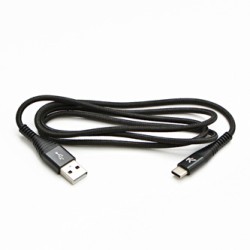 Logo USB kabel (2.0), USB A M - USB C (M), 2m, 480 Mb/s, 5V/3A, czarny, box, oplot nylonowy, aluminiowa osłona złącza, EOL