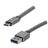 Logo USB kabel (3.2 gen 1), USB A M - USB C (M), 1m, 5 Gb/s, 5V/3A, szary, box, metalowy oplot, aluminiowa osłona złącza, EOL