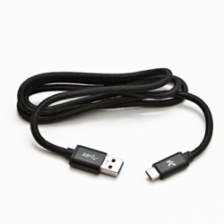 Logo USB kabel (3.2 gen 1), USB A M - USB C (M), 2m, 5 Gb/s, 5V/3A, czarny, box, oplot nylonowy, aluminiowa osłona złącza, EOL