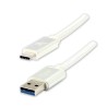 Logo USB kabel (3.2 gen 1), USB A M - USB C (M), 2m, 5 Gb/s, 5V/3A, biały, box, oplot nylonowy, aluminiowa osłona złącza, EOL