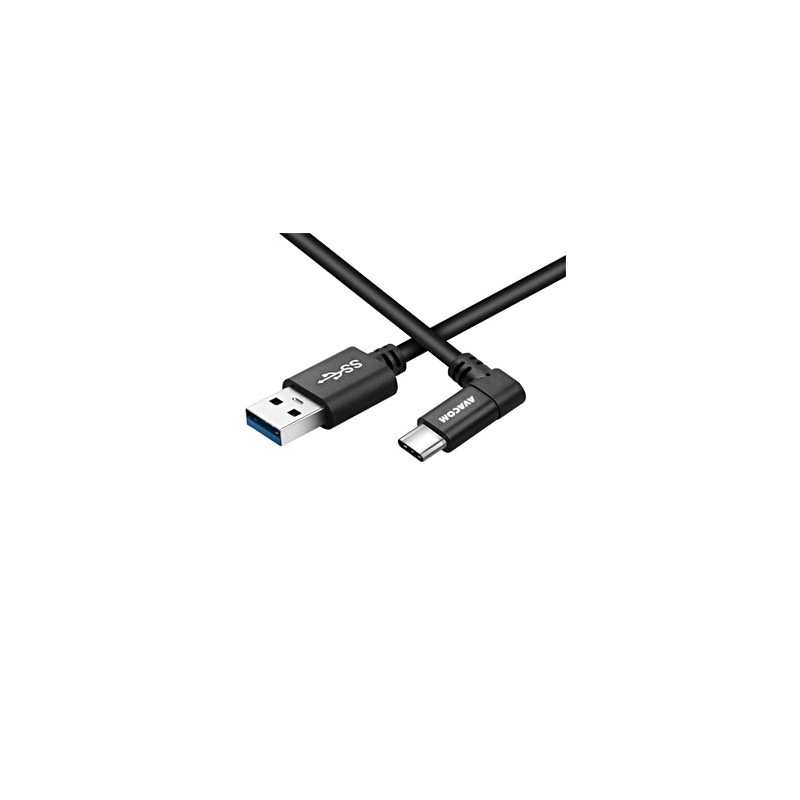 Avacom USB kabel (3.1), USB A M - USB C (M), 1.1m, okrągły, czarny, złącze 90 st
