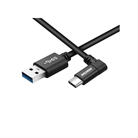 Avacom USB kabel (3.1), USB A M - USB C (M), 1.1m, okrągły, czarny, złącze 90 st