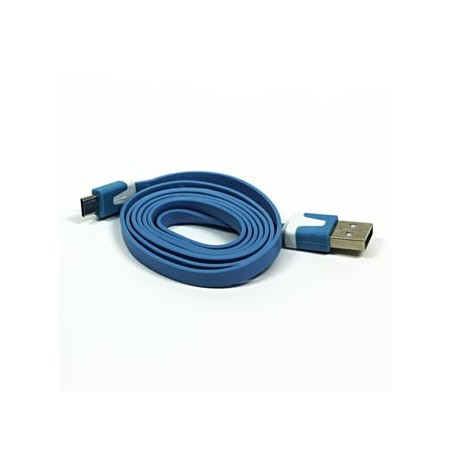 Logo USB kabel (2.0), USB A M - microUSB (M), 1m, płaski, niebieski, blister, EOL