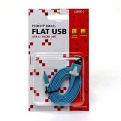 Logo USB kabel (2.0), USB A M - microUSB (M), 1m, płaski, niebieski, blister, EOL