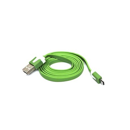 Logo USB kabel (2.0), USB A M - microUSB (M), 1m, płaski, zielony, blister, EOL