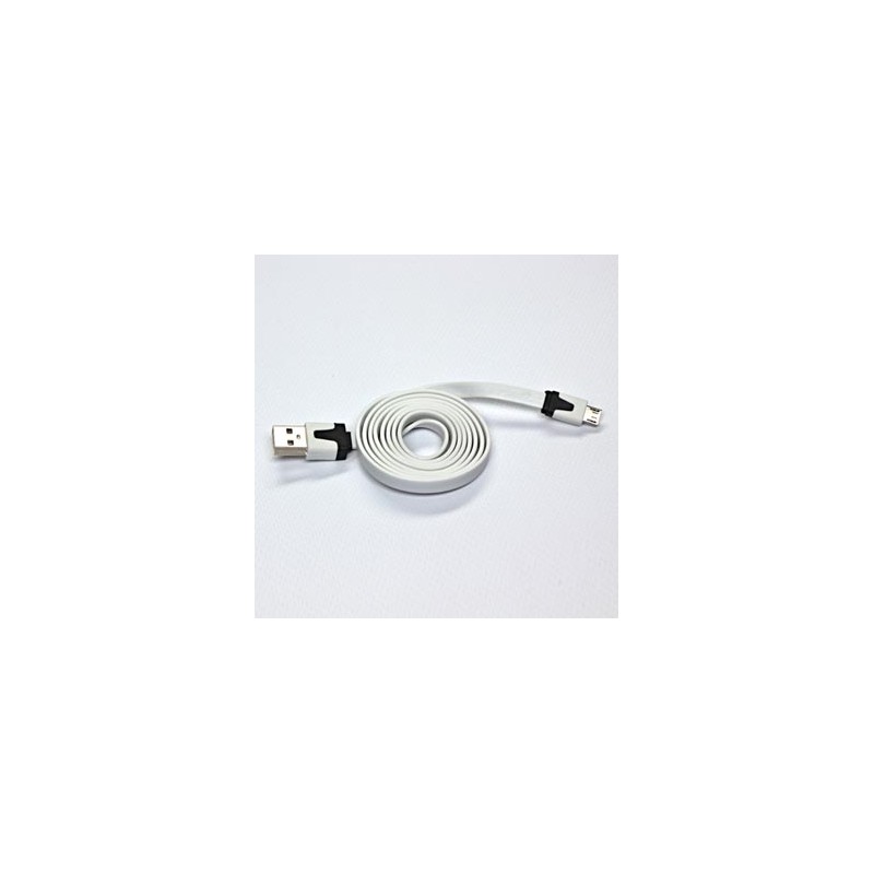 USB kabel (2.0), USB A M - microUSB (M), 1m, płaski, biały, EOL